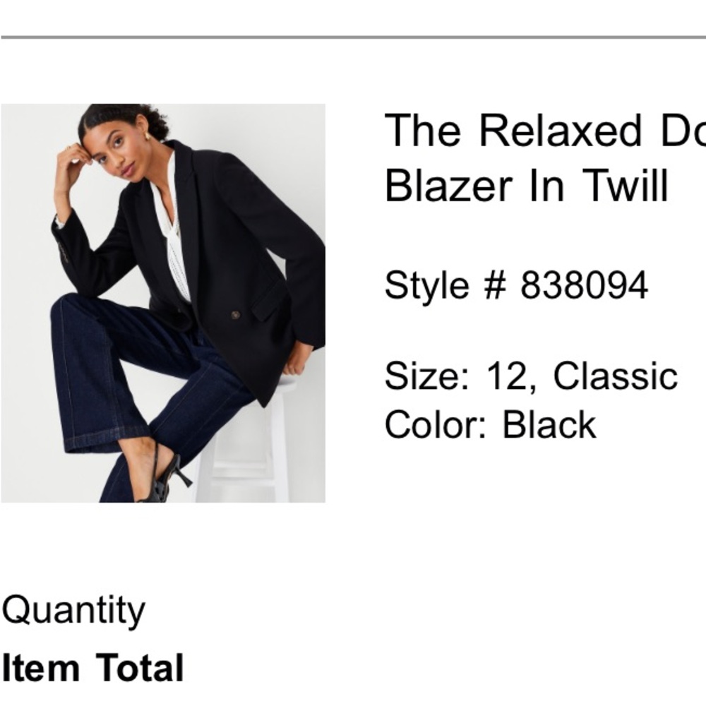 Ann Taylor Black Twill Blazer